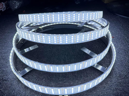 15.5" Quad Row Pure White Rim Lights Flashing/Breathe LED Illuminated Wheel Ring Light High Intensity Cold White Tire Light for Car Truck Vehical Switch/Remote Ctrl(15.5'')