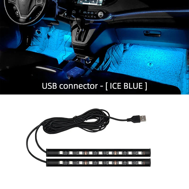 LED Car Ambient Foot Light | USB 5V Auto Interior Atmosphere Neon Lamp