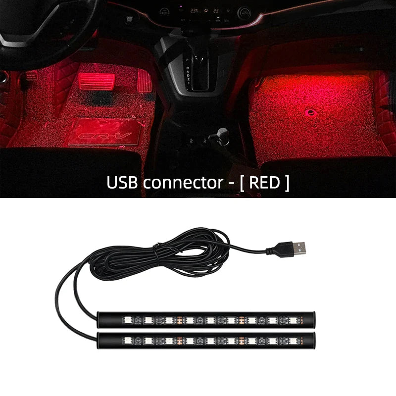 LED Car Ambient Foot Light | USB 5V Auto Interior Atmosphere Neon Lamp
