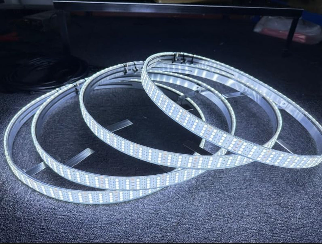 15.5" Quad Row Pure White Rim Lights Flashing/Breathe LED Illuminated Wheel Ring Light High Intensity Cold White Tire Light for Car Truck Vehical Switch/Remote Ctrl(15.5'')